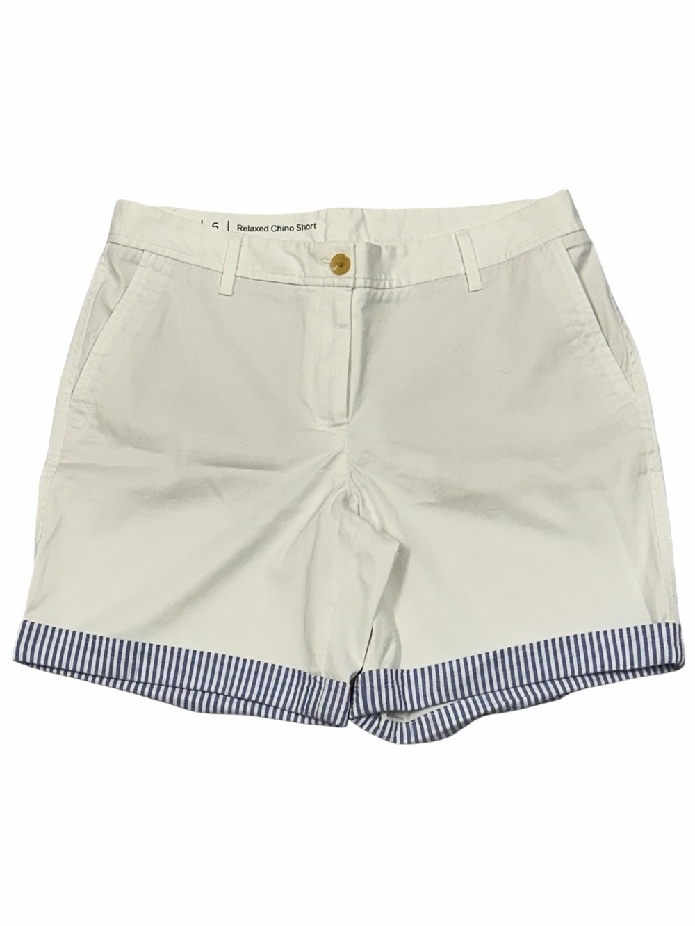 Talbots White Shorts with Blue Striped Hem